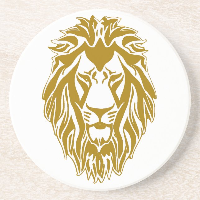 Sad lion golden head regal coaster (Front)