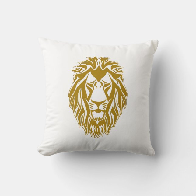 Sad lion golden head  throw pillow (Front)