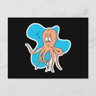 sad little boo boo octopus postcard