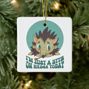 Sad little hedgehog ceramic ornament