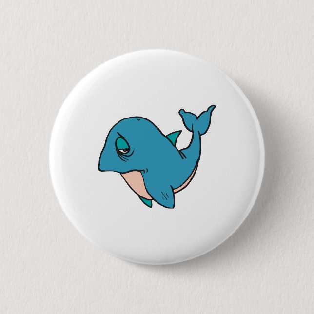 sad little whale pinback button (Front)