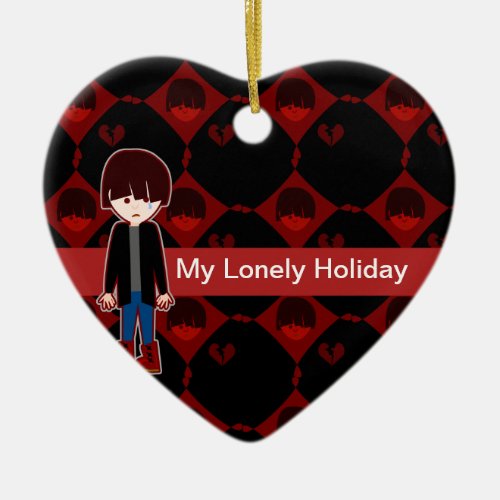 Sad Lonely Emo Boy Ceramic Ornament