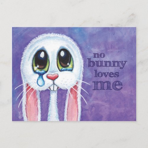 Sad Lonely White Rabbit Postcard