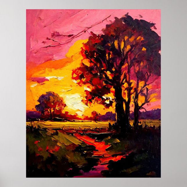 Sad Meadow Sunset Fine Art Poster (Front)