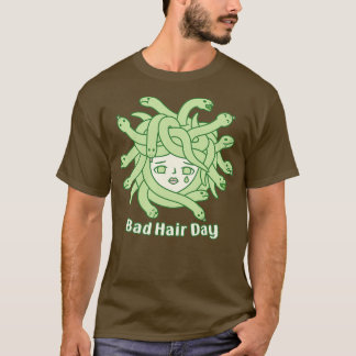 Sad Medusa Snakes Hair Bad Hair Day Funny T-Shirt