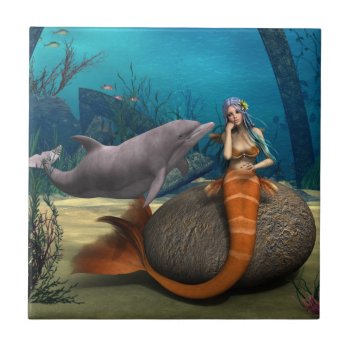 Sad Mermaid Ceramic Tile by YourFantasyWorld at Zazzle