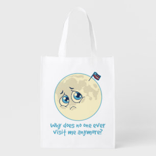 Sad Moon Grocery Bag