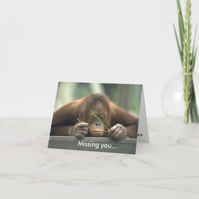 Sad Orangutan Missing You Card (Front)