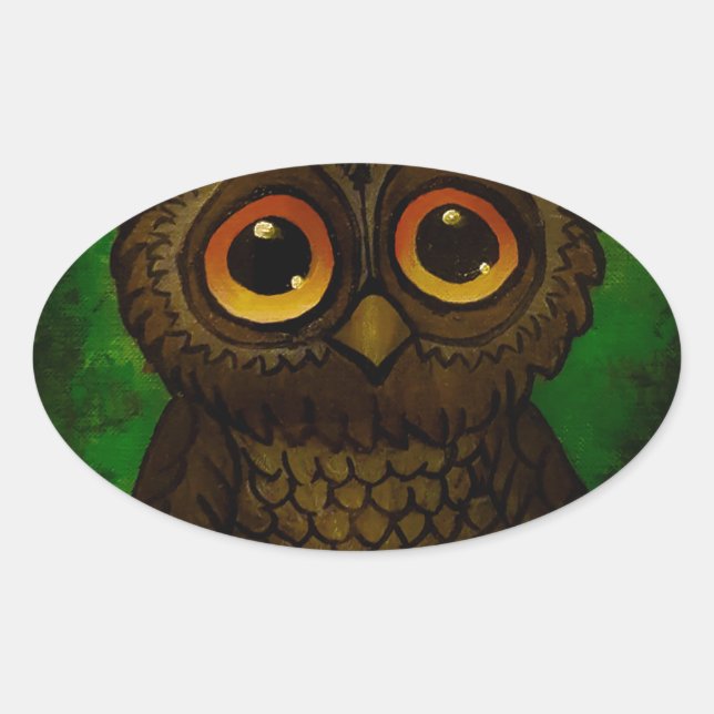 Sad owl eyes oval sticker (Front)