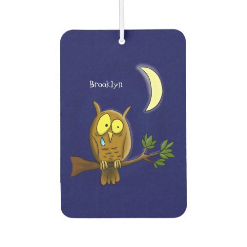 Sad owl with tear and moon missing you cartoon  air freshener