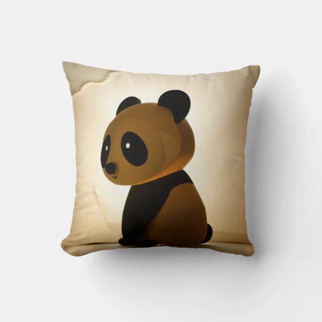 Sad Panda Throw Pillow (Front)