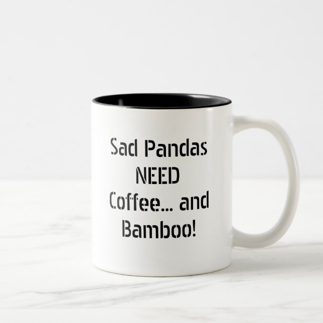 Sad Pandas NEED Coffee... and Bamboo! Two-Tone Coffee Mug (Right)