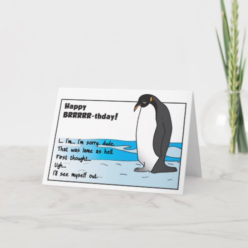 Sad Penguin Birthday Card