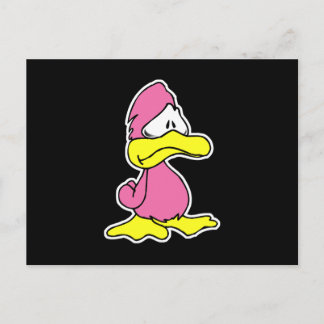 sad pink duck postcard