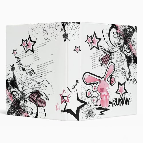 Sad Pink Lillte Bunny 3 Ring Binder