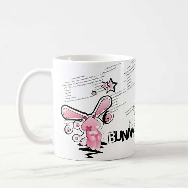 Sad Pink Lillte Bunny Coffee Mug (Left)
