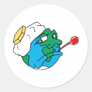 Sad planet classic round sticker