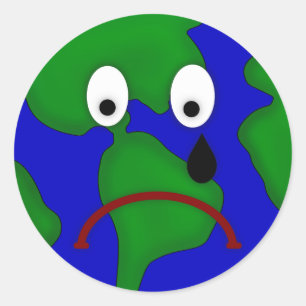 Sad Planet Earth Design Classic Round Sticker