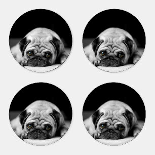 Sad Pug Coaster Set