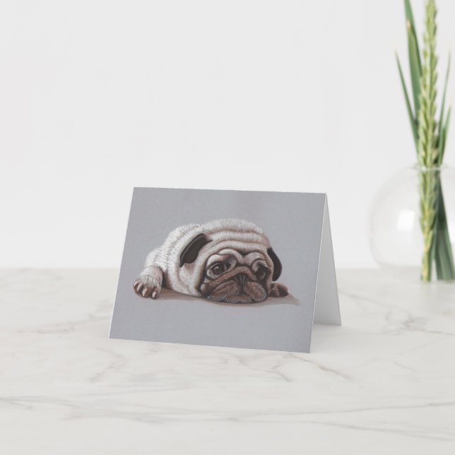 Sad Pug Letterpress Thank You Card (Front)