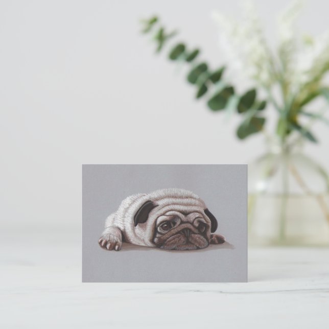 Sad Pug Note Card (Standing Front)