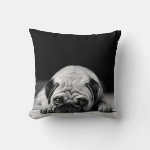 Sad Pug Throw Pillow