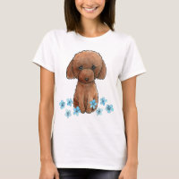 Sad Puppy Red Poodle Cute Chocolate Doodle Puppy  