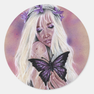 sad purple fairy butterfly stickers