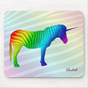 Sad Rainbow Zebra Unicorn Mousepad