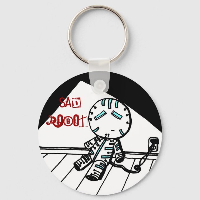 Sad Robot Keychain (Front)