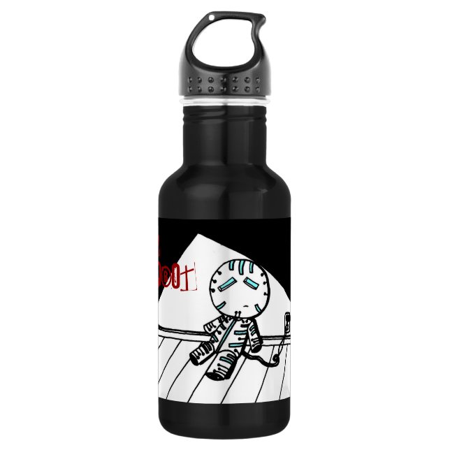 Sad Robot Stainless Steel Water Bottle (Front)