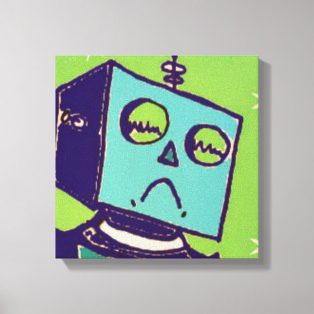 Sad Robot Wrapped Canvas Print (Front)