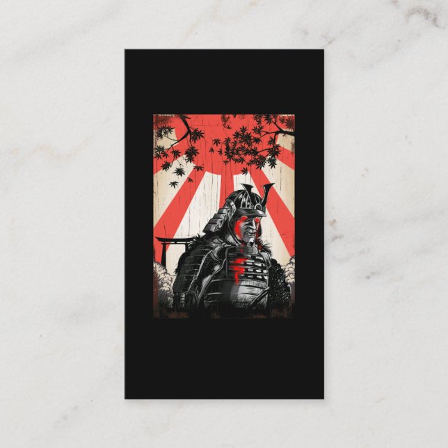Sad Samurai Warrior Japanese Culture Swordsman Business Card (Front)