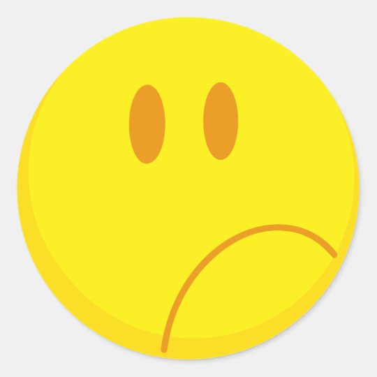 Sad Silly Frowning Sad Face Classic Round Sticker 