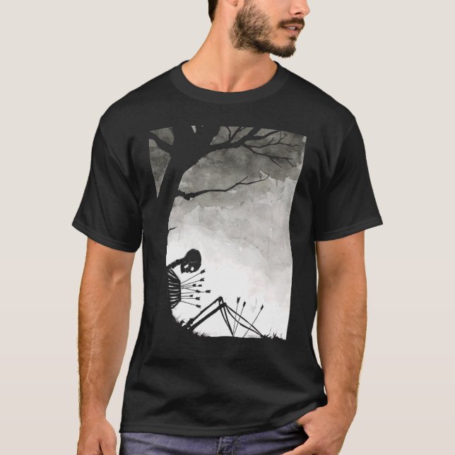Sad Skeleton Dark Aesthetic Grunge clothes Gothic  T-Shirt (Front)