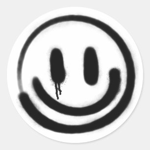 sad smile emoji classic round sticker