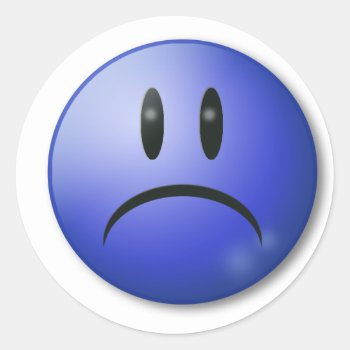 Sad Smile Face Classic Round Sticker by jabcreations at Zazzle