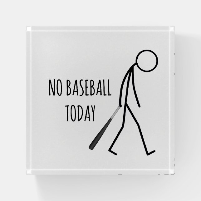 Sad Stickman with Baseball Bat Paperweight (Front)