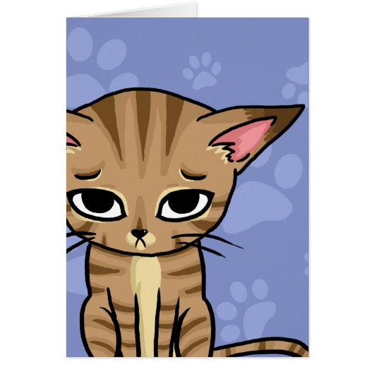Sad Tabby cat Kitten Cards (Front)