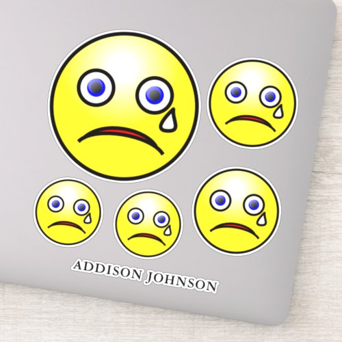 Sad Tear Emoji Yellow Faces Collection Add Name 8 Sticker