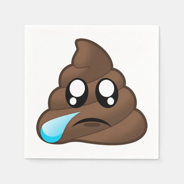 Sad Tear Poop Emoji Paper Napkins (Front)