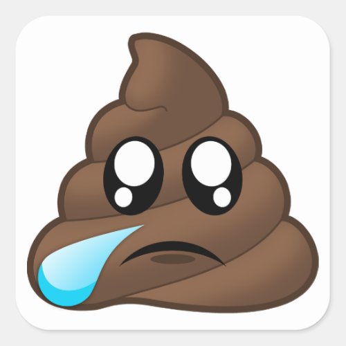 Sad Tear Poop Emoji Square Sticker