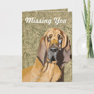 Sad Tearful Bloodhound  “Missing You” Card