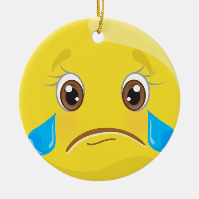 Sad Tears Emoji Christmas Ornament (Front)