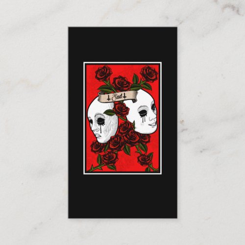 Sad Theater Mask Flowers Pastel Goth Business Card