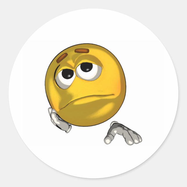 Sad - toon classic round sticker (Front)