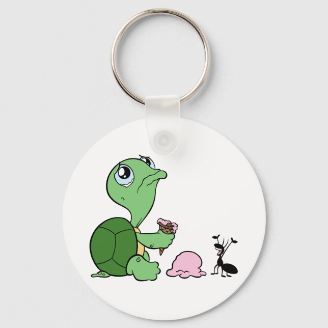 Sad Turtle Happy Ant Keychain (Front)