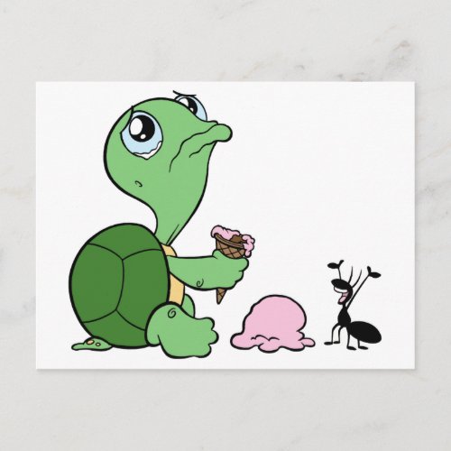 Sad Turtle Happy Ant Postcard