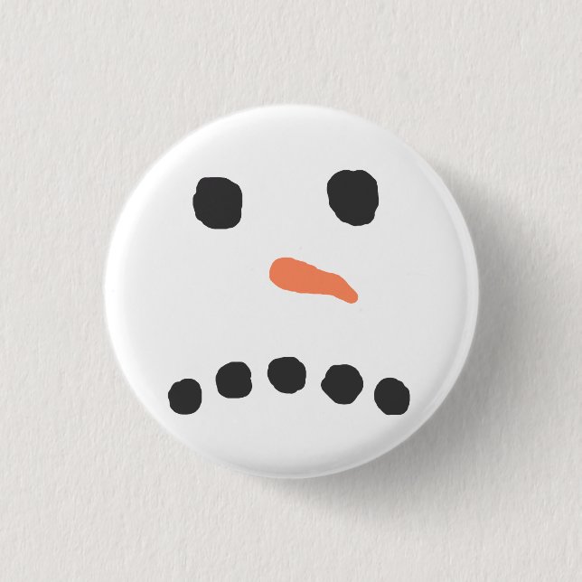 Sad Unhappy Snowman Face Bah Humbug Pinback Button (Front)