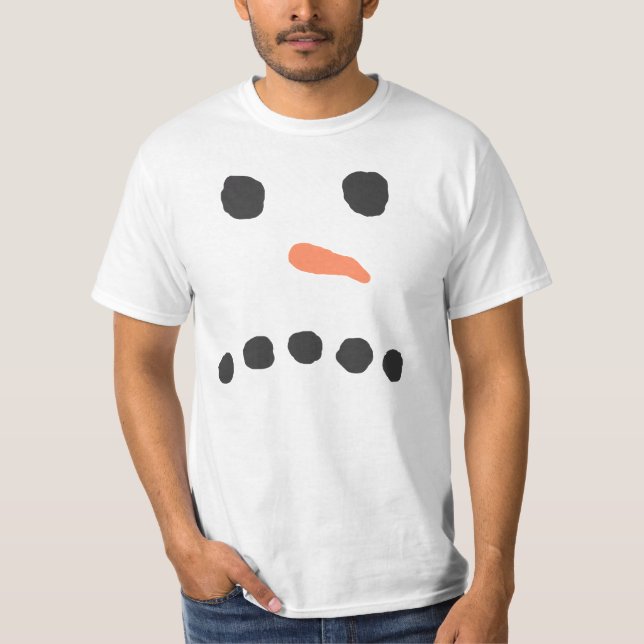 Sad Unhappy Snowman Face Bah Humbug T-Shirt (Front)